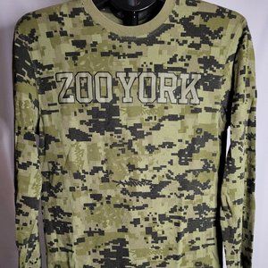 Zoo York Mens Long Sleeve Size Large Camo Black & Green Cotton/Poly - 1008